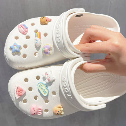 彩虹卡通熊洞洞鞋配件Crocs鞋饰十字架卡骆驰装饰扣配件鞋扣