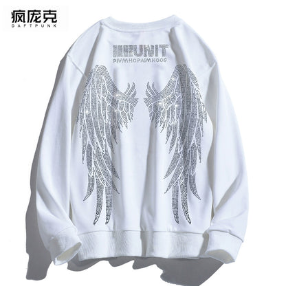 Hip Hop Autumn European and American Heavy Work Big Wings Sweater Rhinestone