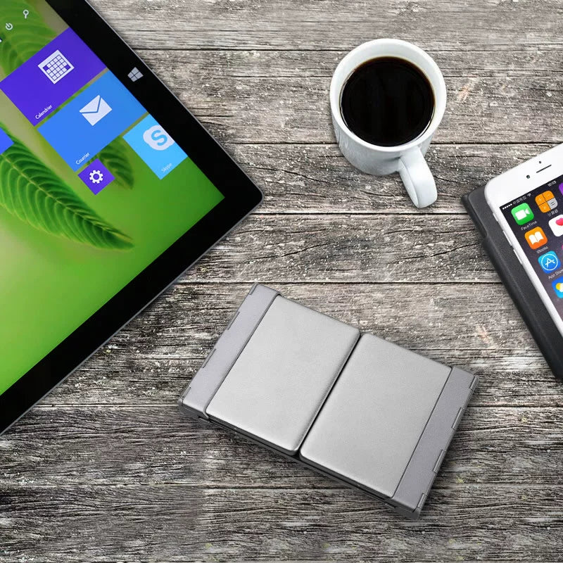 [Venta directa oficial] Bow Hangshi - Teléfono móvil con tres teclados Bluetooth plegables para Android, Apple, iPad, Xiaomi, tableta, PC universal para Huawei, nuevo teclado inalámbrico mini portátil