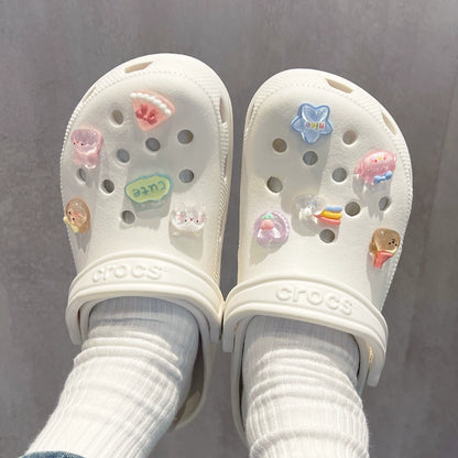 彩虹卡通熊洞洞鞋配件Crocs鞋饰十字架卡骆驰装饰扣配件鞋扣