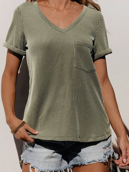 Suéter de mujer con cuello en V, color puro, moderno, minimalista, que oculta la flacidez