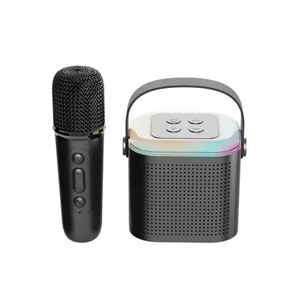 High Power Karaoke Bluetooth Speaker Portable 360 Stereo Surround Waterproof Wireless Subwoofer with Dual Microphone Boombox