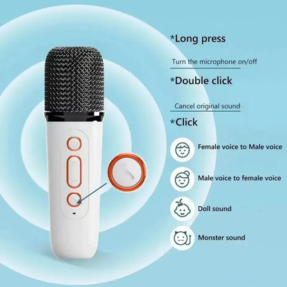 High Power Karaoke Bluetooth Speaker Portable 360 Stereo Surround Waterproof Wireless Subwoofer with Dual Microphone Boombox