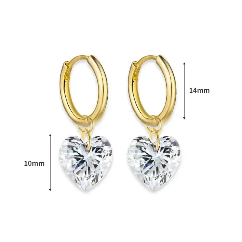 Pendientes de aro de plata de ley 925 con forma de aguja y cristales de circonita, con gotas de agua, dorados, joyería de lujo premium para fiestas.