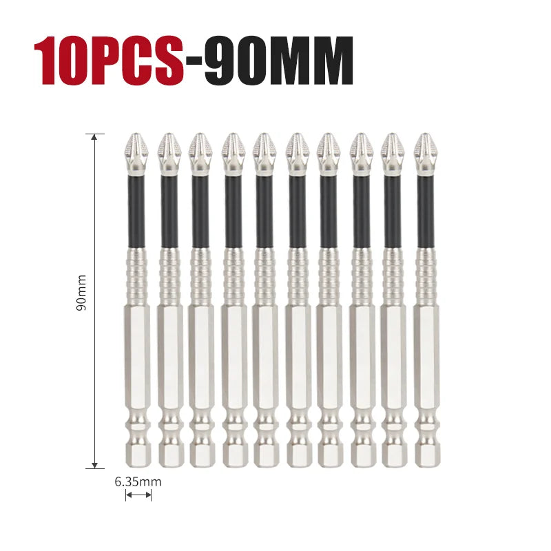 K5 Anti-Slip and Shock-Proof Bits Screwdriver Bits High Hardness Strong Magnetic 25/50/65/70/90/150mm Ph2 Screwdriver Set