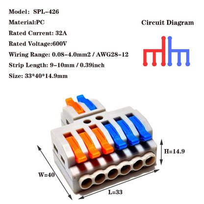 Conector de cable SPL-42 Conector de cableado compacto universal Conector de bloque de terminales a presión para iluminación Mini conector de cable rápido
