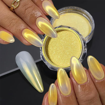 1 Box Cherry Pink Chrome Pearl Nail Powder Gradient Mirror Effect Nail Art Glitter Auroras Rubbing Dust Nail Art Manicure Decor