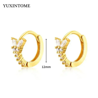 Pendientes de aro de plata de ley 925 con forma de aguja y cristales de circonita, con gotas de agua, dorados, joyería de lujo premium para fiestas.