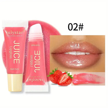 Bálsamo labial con aceite de gelatina transparente y acuoso, hidratante y suavizante, líneas de labios, brillo labial de gelatina, labios de vidrio con aroma a frutas.