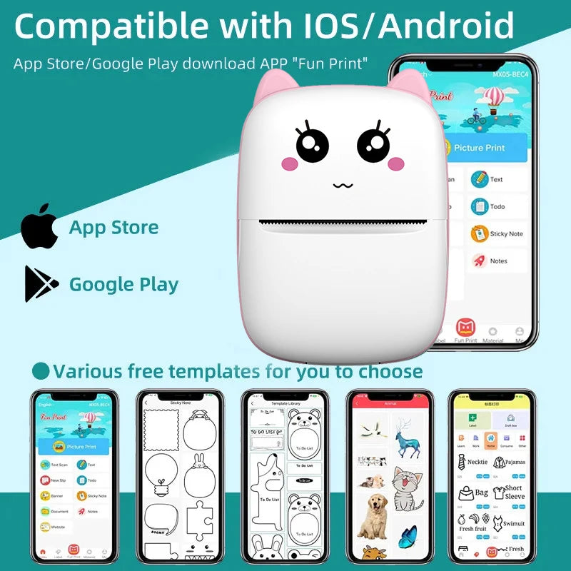Mini impresora portátil ZWN con Bluetooth para teléfono móvil, foto, título, nota, impresión de bolsillo, impresora de etiquetas de error para estudiantes, ideal para regalos infantiles