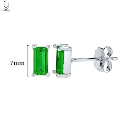 Pendientes de aro con forma de corazón y circonita verde en plata de ley 925 para mujer, delicados pendientes de botón, joyería de lujo, regalos.