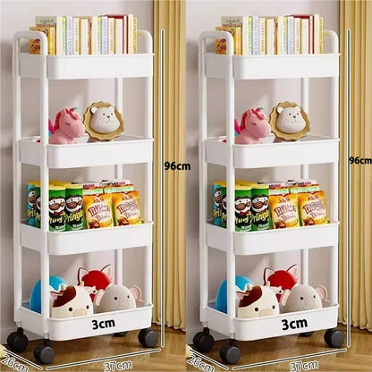 Bookshelf Storage Trolley Mobile Kitchen Organizer Cart With Wheels Multi-Layer Bathroom Shelves Household Snacks Storage Rack