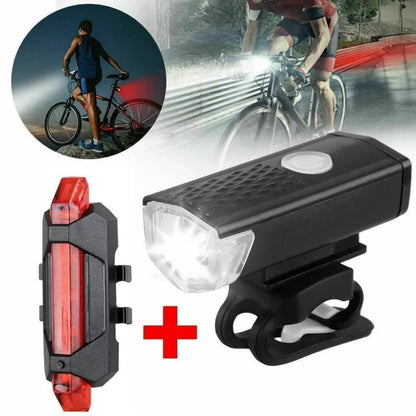 Juego de luces de bicicleta recargables por USB, luz delantera con luz trasera, fácil de instalar, 3 modos, accesorios para bicicleta