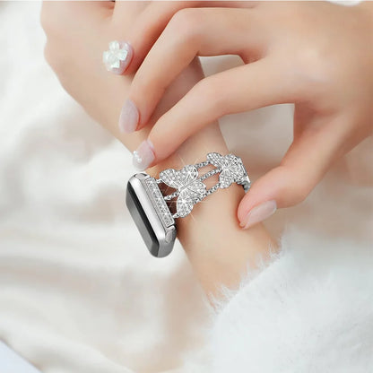 Correa de mariposa para Apple Watch de 49 mm, 41 mm, 45 mm, 40 mm, 44 mm, 38 mm y 42 mm, con diamantes brillantes para Apple Watch Series 9, 8, 7, SE, 6 y 5.