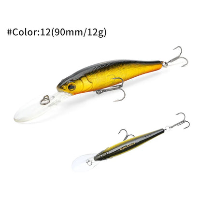 MSEASFREE-Floating Minnow Artificial Hard Bait Fishing Lure, Wobblers for Bass Perch Pike Trout, Fishing Tackle, 90mm, 12g