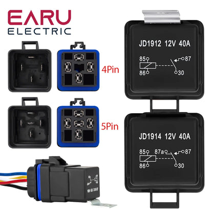 Car Auto Automobile Relay Sealed Waterproof Integrated Wired  DC12V 40A 5Pin 4pin Auto Relay + Holder With 105mm Length Wires