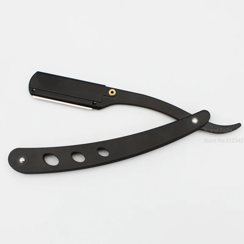 ZqZq 10 cuchillas de afeitar y maquinilla de afeitar de filo recto, herramienta para cortar barba y cejas, depilación manual, maquinilla de afeitar, peluquería, recorte