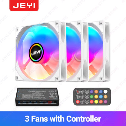 JEYI 120mm PC ARGB Cooling Fan AURA SYNC RGB Computer Fans Ultra Silent Heatsink Ventilador with 4PIN PWM and 5V 3PIN ARGB Port