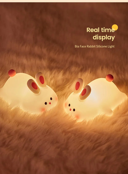 1pc Cute Rabbit-shaped USB Rechargeable Silicone Night Light for Bedroom - Eye Protection Sleep Bedside Lamp Desk Lighting