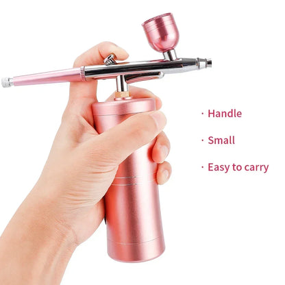 Kit de mini compresor de aire rosa de 0,3 mm, pistola pulverizadora de pintura con aerógrafo para uñas, tatuajes, manualidades, pasteles, pulverizador de niebla nano.