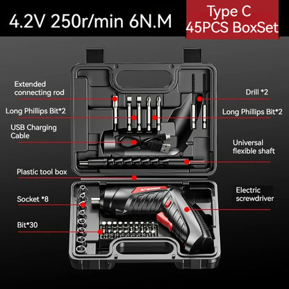 Small And Powerful Battery Screwdriver Rechargeable 4.2V 6Nm 1300mAh 250rpm Screwdrivers Electric Screw Driver Screwdriver Set