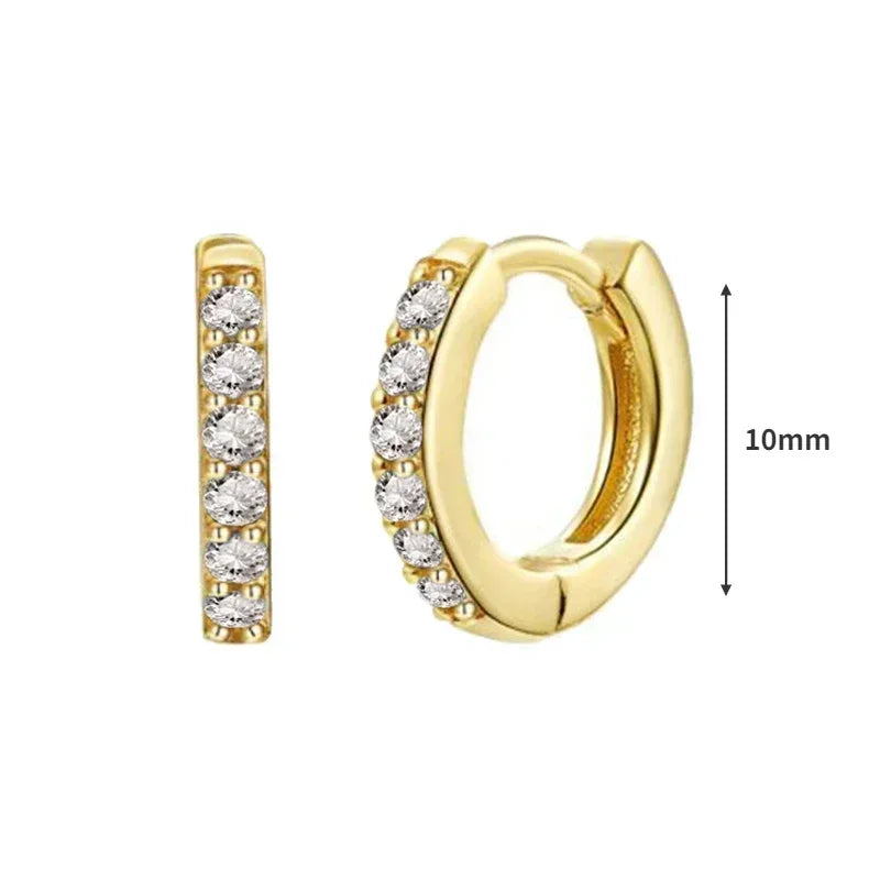 Pendientes de aro de plata de ley 925 con forma de aguja y cristales de circonita, con gotas de agua, dorados, joyería de lujo premium para fiestas.