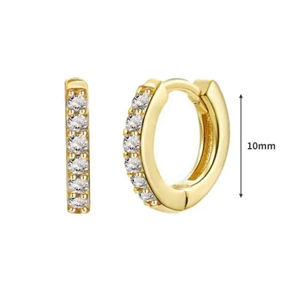 Pendientes de aro de plata de ley 925 con forma de aguja y cristales de circonita, con gotas de agua, dorados, joyería de lujo premium para fiestas.