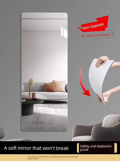 Espejo de pared autoadhesivo acrílico de cuerpo entero para el hogar, adhesivo de pared HD, espejo de cuerpo entero.