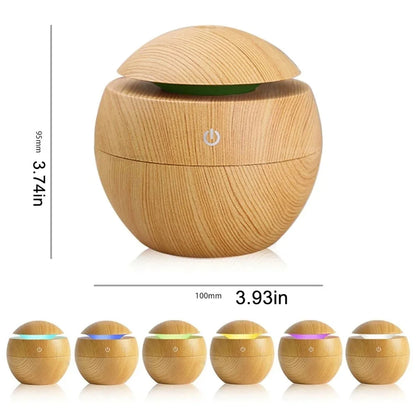 Humidificador eléctrico de aire con difusor de aroma, humidificador ultrasónico de madera con aceites esenciales, vaporizador frío para dormitorio.