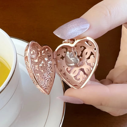 Colgante de corazón de amor, medallón de moda, glamuroso, joyería de plata de ley 925, accesorios de estilo europeo, regalo para el alma de la mujer.