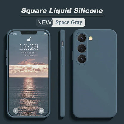 Nueva funda cuadrada de silicona líquida para Samsung Galaxy S24, S23, S22, S21, S20 Ultra Plus FE, A54, A53, A52, A73, 5G, 4G, suave y a prueba de golpes.