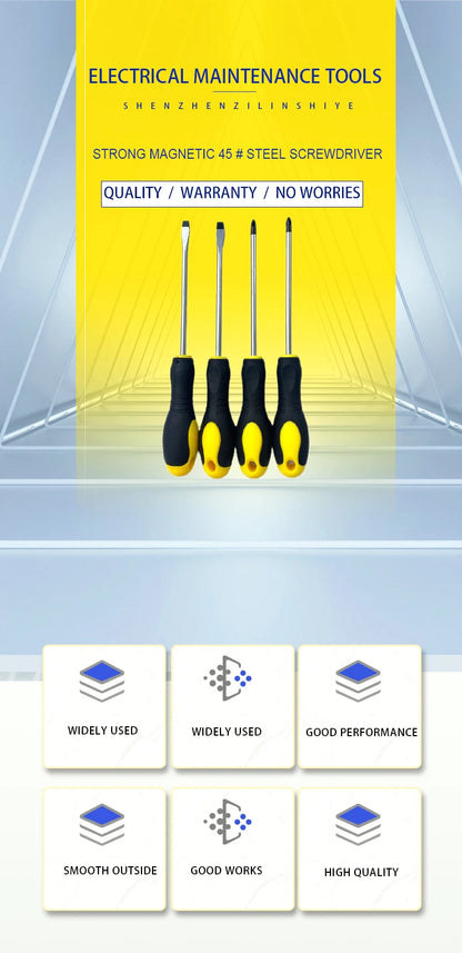 3/4/5/6/8 Inch Rubber-coated Anti-slip Handle Word Cross Strong Magnetic 45# Steel Screwdriver Screwdriver