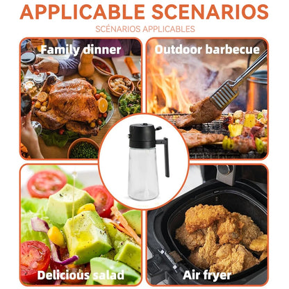 Botella vacía de aceite de 500 ml, 2 en 1, pulverizador y vertedor, recipiente de plástico para aceite de cocina, dispensador de aceite, vaporizador, vinagrera para camping y barbacoa.