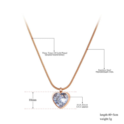 Collar con colgante de corazón de amor de acero inoxidable y titanio Lokaer, chapado en oro, con cristales de circonita cúbica, para boda, para mujer, N21111
