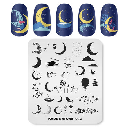 Nail Stamping Plates Sun Moon Stars Pattern Design Nail Art Image Template Stainless Steel Printing Plate for DIY Nails