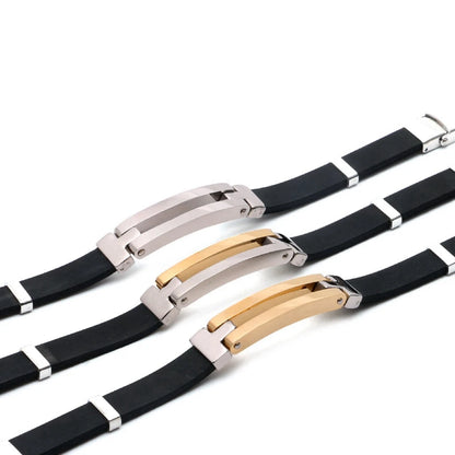 PAPERPLUS | Gold Plated Silicone Bracelets for Men.Clean Line Simple Jewelry.21cm.Hip Hop.Rock 2024
