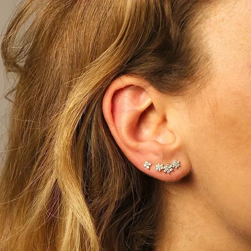 Pendientes de aro de plata de ley 925 con forma de aguja y cristales de circonita, con gotas de agua, dorados, joyería de lujo premium para fiestas.