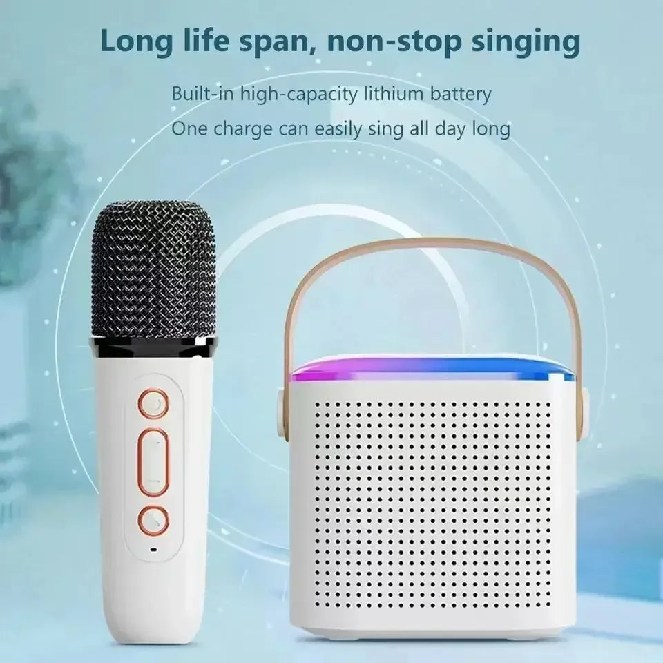 Y1 High Power Karaoke Bluetooth Speaker Portable 360 Stereo Surround Waterproof Wireless Subwoofer with Dual Microphone Boombox
