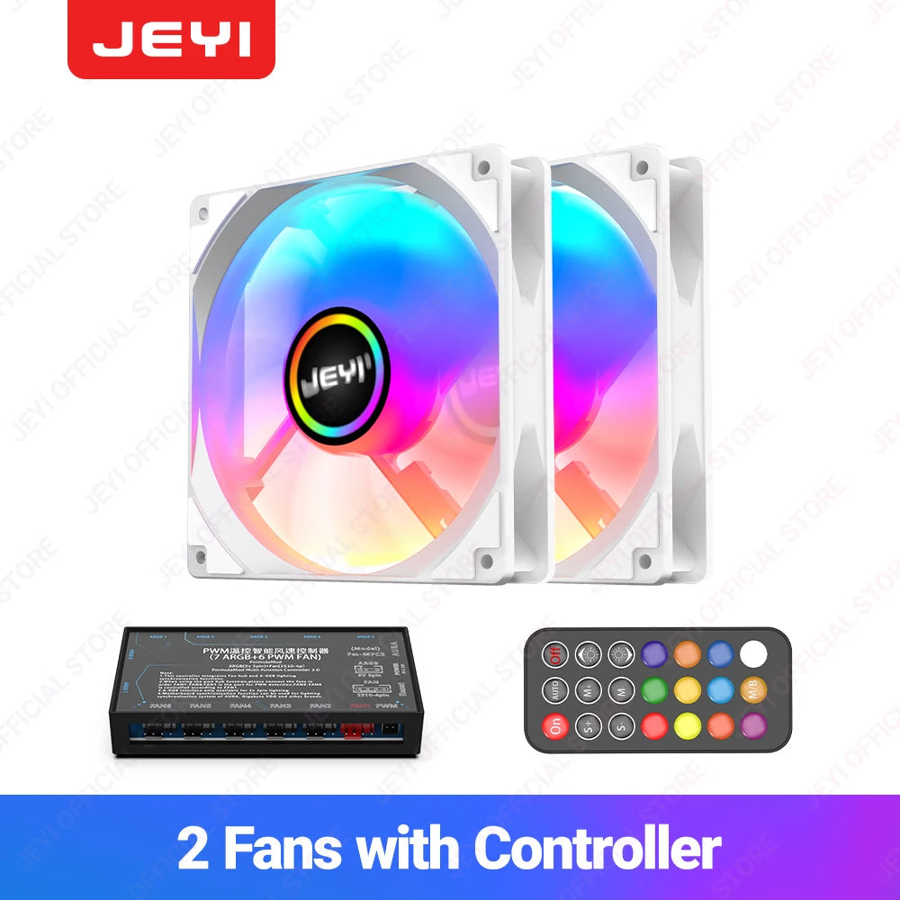 JEYI 120mm PC ARGB Cooling Fan AURA SYNC RGB Computer Fans Ultra Silent Heatsink Ventilador with 4PIN PWM and 5V 3PIN ARGB Port