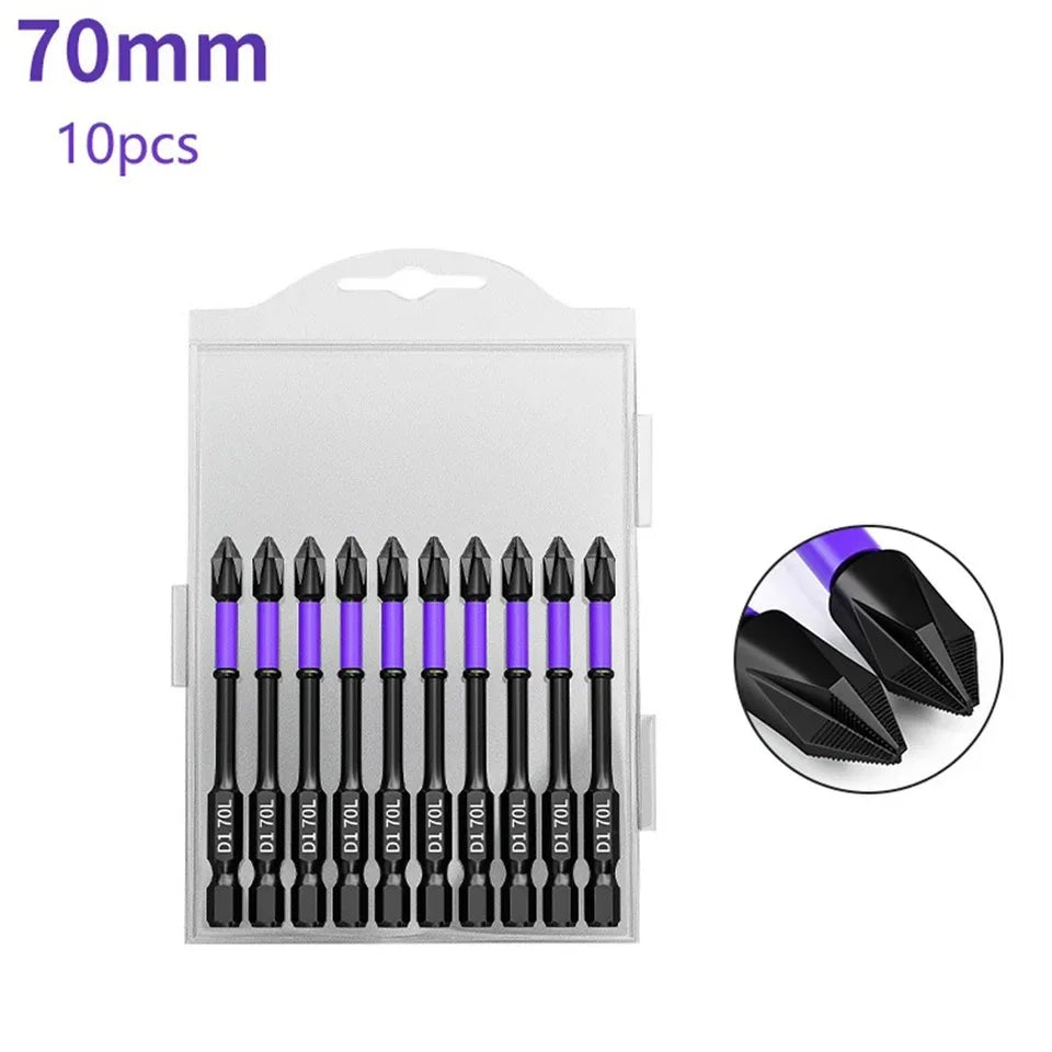 Non-Slip Impact Batch Head Strong Magnetic Cross High Torque Hardness Screw Waterproof Ph2 Screwdriver Bits Set