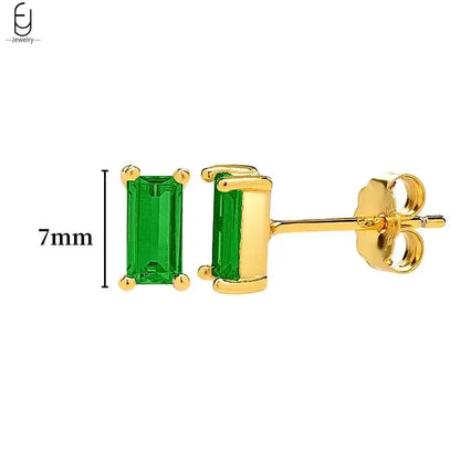 Pendientes de aro con forma de corazón y circonita verde en plata de ley 925 para mujer, delicados pendientes de botón, joyería de lujo, regalos.