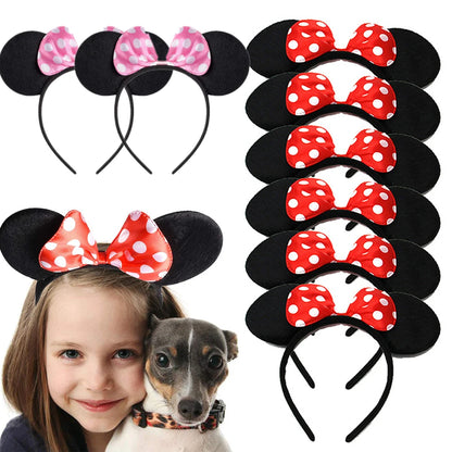 12 diademas con orejas de ratón para mujer y niña, venta al por mayor, para el pelo, para fiesta, cosplay, lazos, accesorios para el cabello de moda.