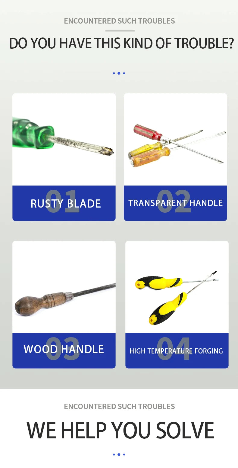 3/4/5/6/8 Inch Rubber-coated Anti-slip Handle Word Cross Strong Magnetic 45# Steel Screwdriver Screwdriver