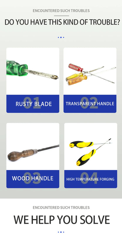 3/4/5/6/8 Inch Rubber-coated Anti-slip Handle Word Cross Strong Magnetic 45# Steel Screwdriver Screwdriver