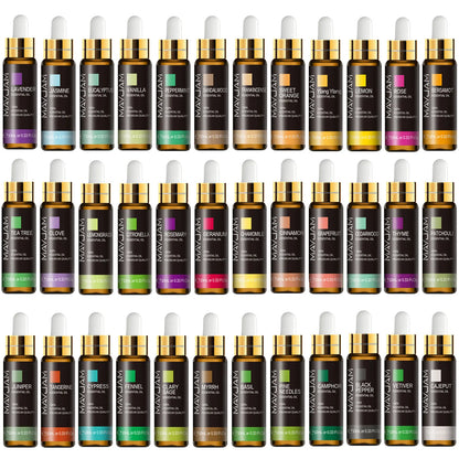 Aceite esencial difusor de aroma de lavanda, rosa, eucalipto, jazmín, vainilla, menta, sándalo, árbol de té y naranja, 10 ml.