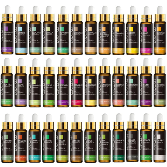 Aceite esencial difusor de aroma de lavanda, rosa, eucalipto, jazmín, vainilla, menta, sándalo, árbol de té y naranja, 10 ml.