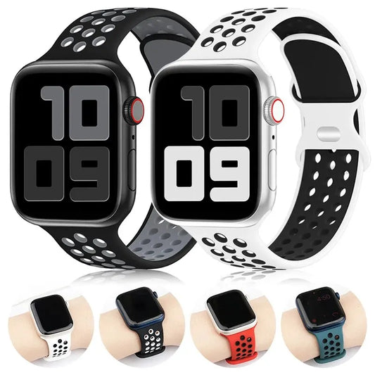 Correa deportiva para Apple Watch de 44 mm, 45 mm, Ultra 2, 49 mm, 40 mm, 41 mm, 42 mm, 45 mm, pulsera de silicona para iWatch Series 9, 8, SE, 7 y 3.