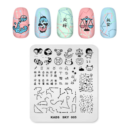 Nail Stamping Plates Sun Moon Stars Pattern Design Nail Art Image Template Stainless Steel Printing Plate for DIY Nails
