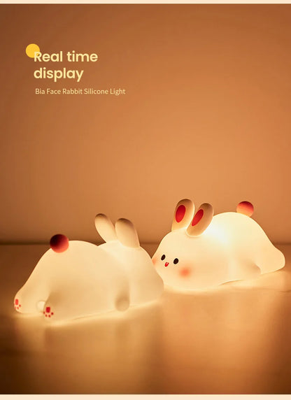 Cute Animal-shape Silicone Night Light Rechargeable Bedside Patting Nightlights For Child Holiday Gift Bedroom Decor Lighting