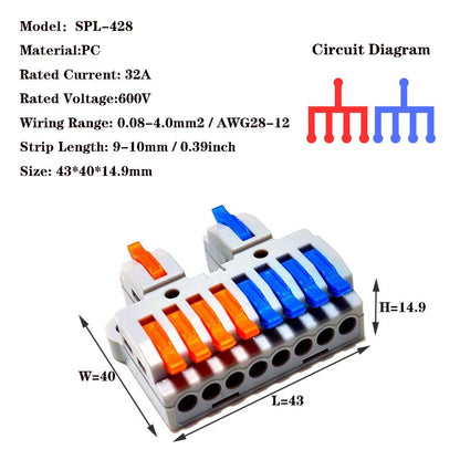 Conector de cable SPL-42 Conector de cableado compacto universal Conector de bloque de terminales a presión para iluminación Mini conector de cable rápido